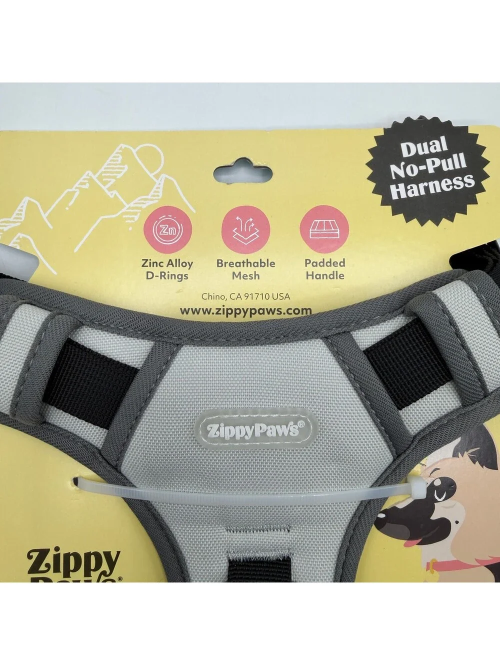 ZippyPaws Dual Harness Medium ZPC-C0003 Gray Breathable Mesh Padded Dog Vest